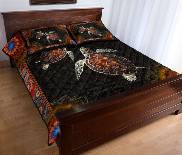 Turtle Mandala Quilt Bed Set - Love Quilt Bedding Set