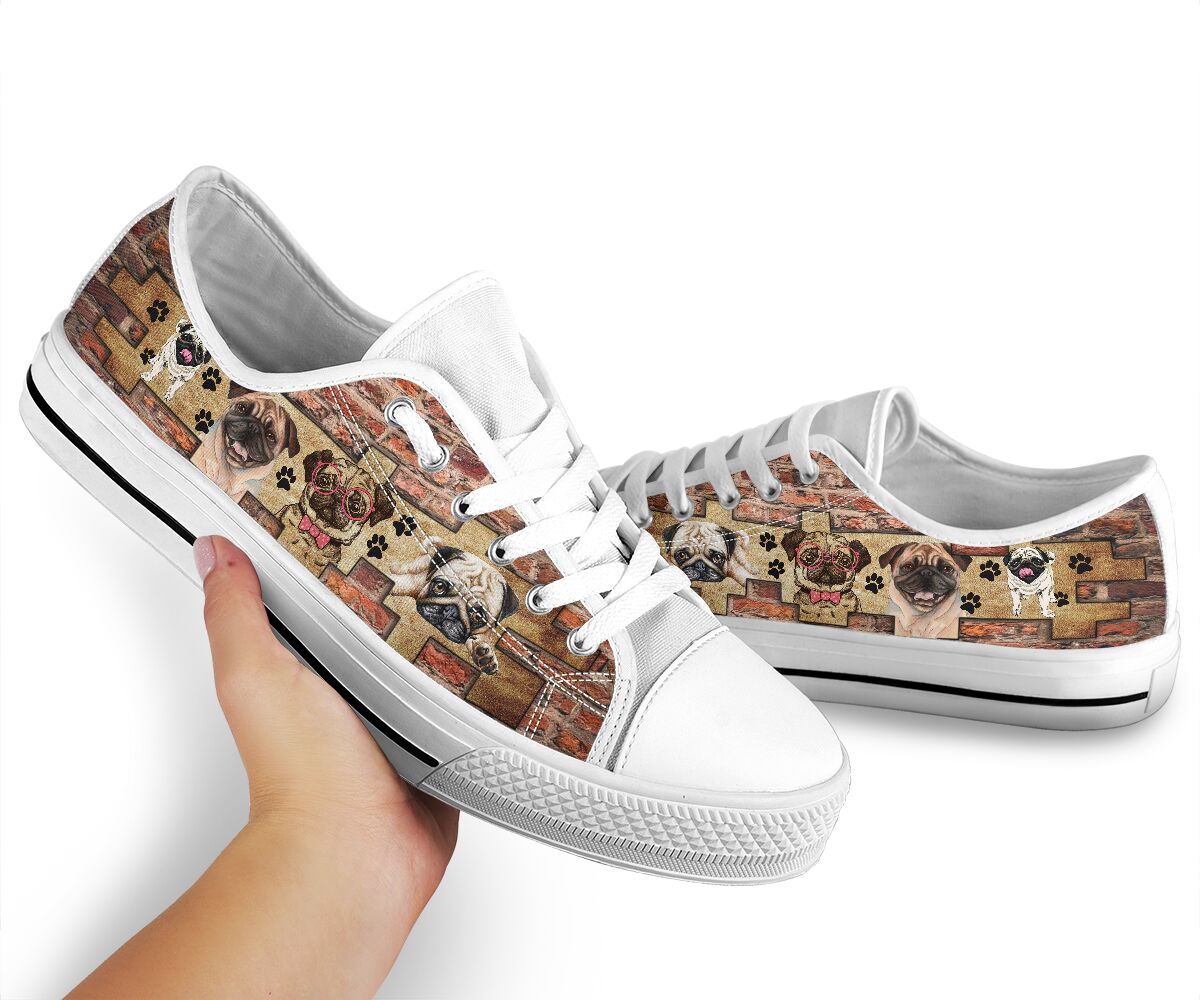 Pug Brick Wall - Low TopShoe - Love Love Top Shoes