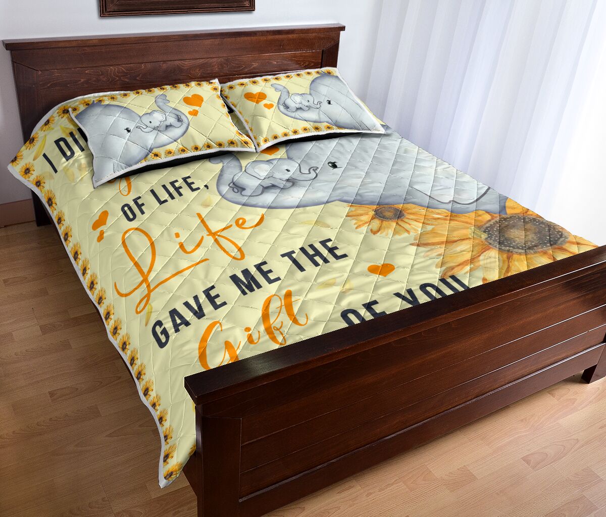 Elephant Mom And Baby - Quilt Bed Set- Love Quilt Bedding Set
