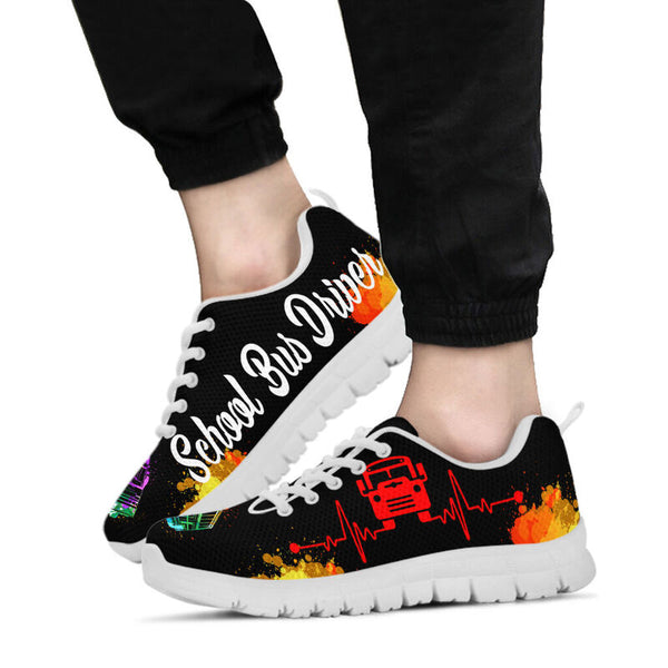 School Bus Driver Hb Red Shoes Sneakers, Runni- Love Sneakers