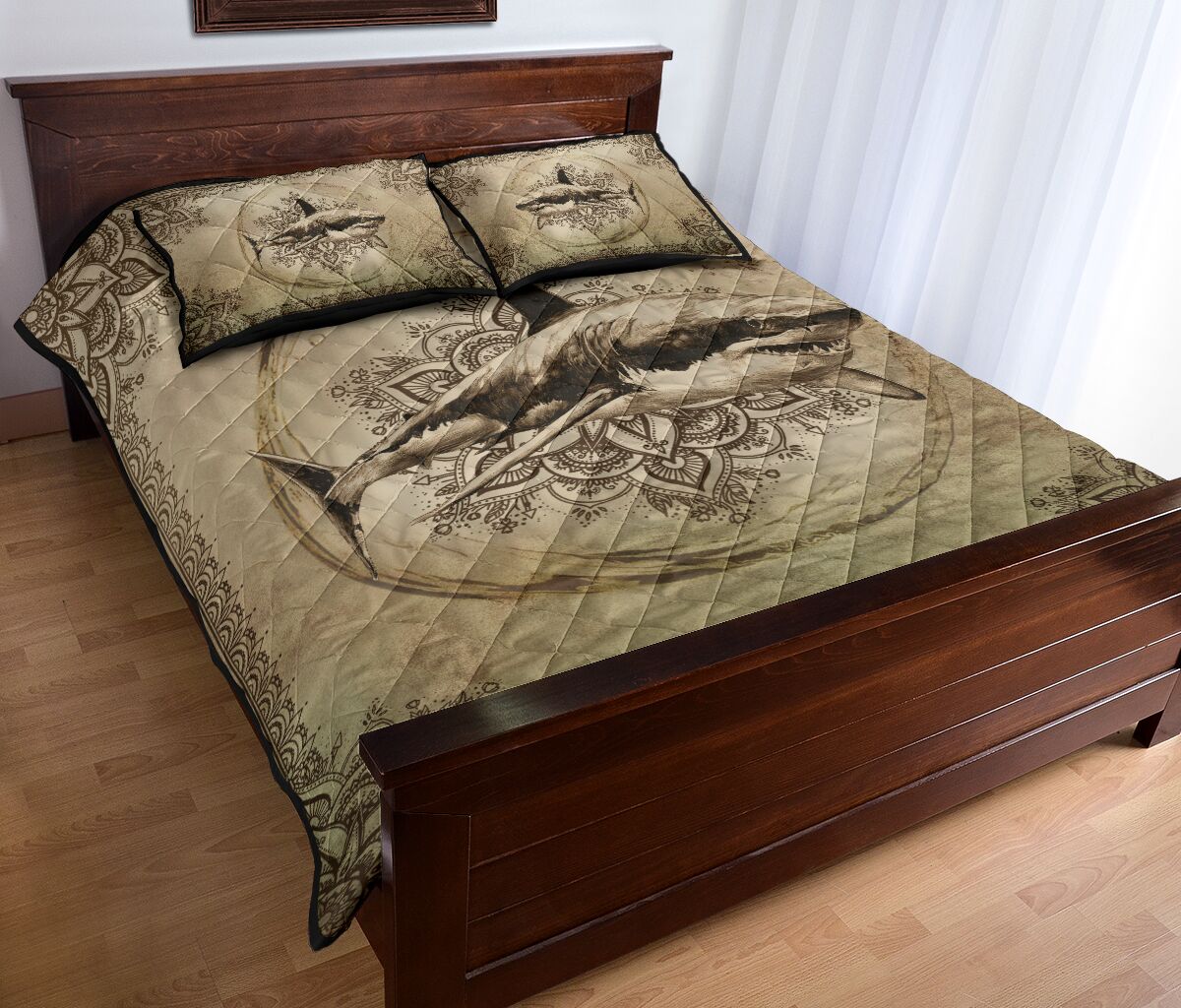 Shark Pencil Drawing Style Quilt Bed Set - Love Quilt Bedding Set