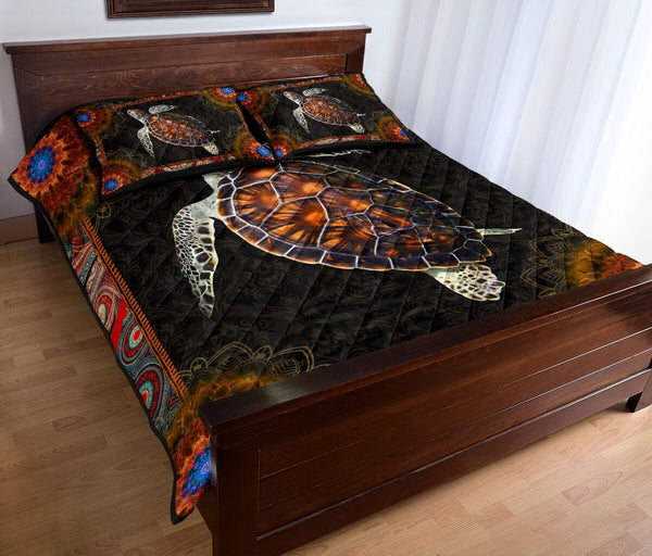 Turtle Mandala Style Quilt Bed Set - Love Quilt Bedding Set