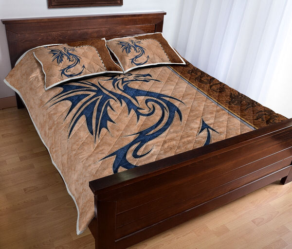 Dragons Leather Style Quilt Bed Set - Love Quilt Bedding Set