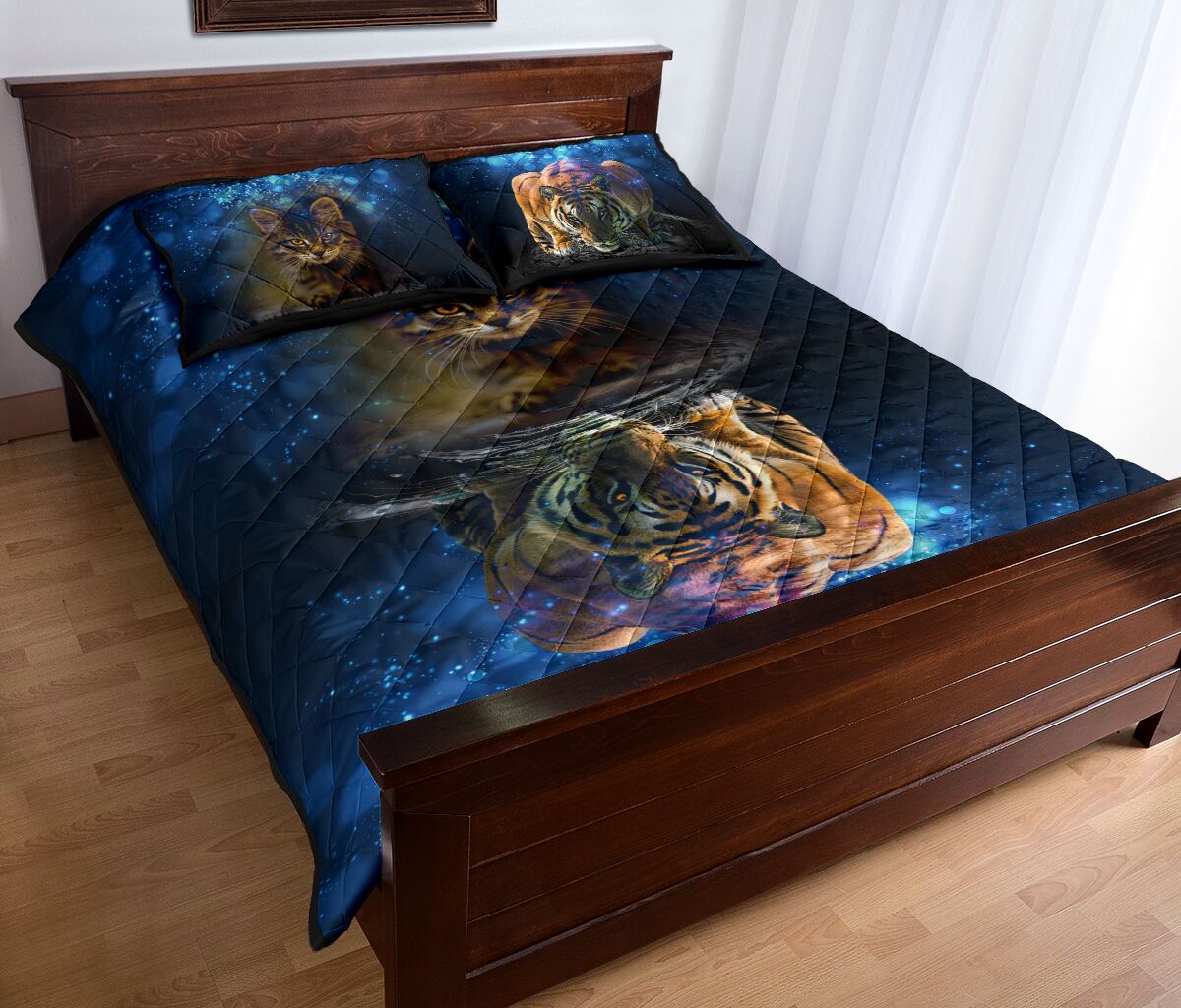Cat Tiger Shadow Style Quilt Bed Set - Love Quilt Bedding Set