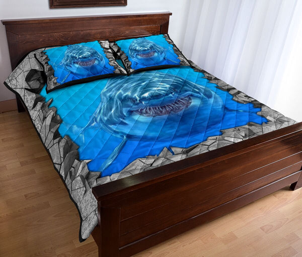 Shark Concrete Broken Quilt Bed Set 5- Love Quilt Bedding Set