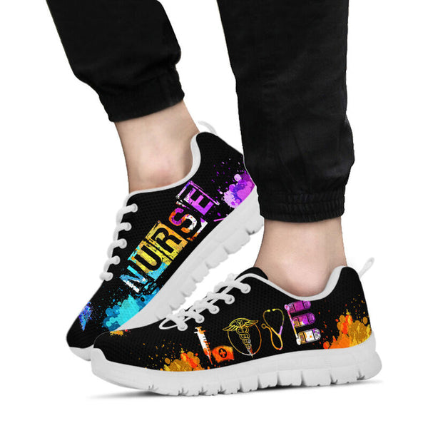 Nurse Love Art Sole White Sneakers, Running Shoes, Shoes For Women, Shoes For Men, Custom Sh- Love Sneakers