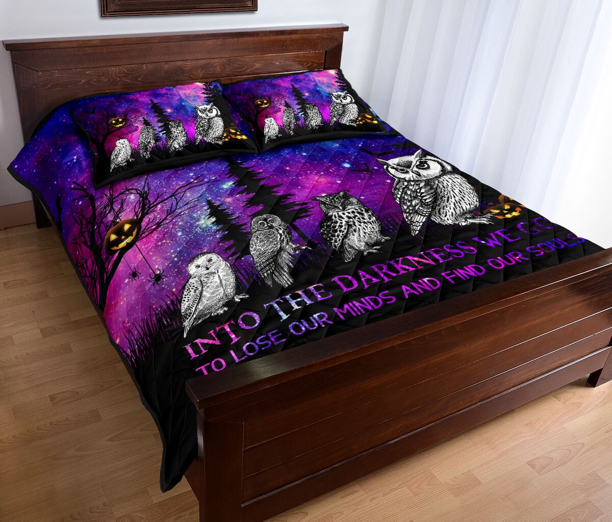 Owl Into The Darkness We Go Halloween Quilt Bed Set - Love Quilt Bedding Set