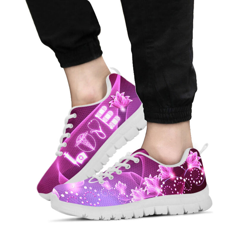Nurse Love Flower Sneakers, Running Shoes, Shoes For Women, Shoes For Men, Custom Shoes, L- Love Sneakers