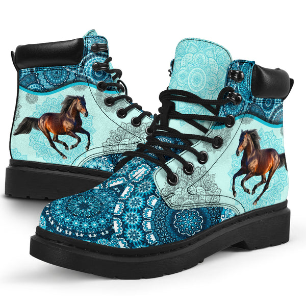 Horse - Vintage Mandala Asboot Aqua Blue Kd - Love All Season Boots