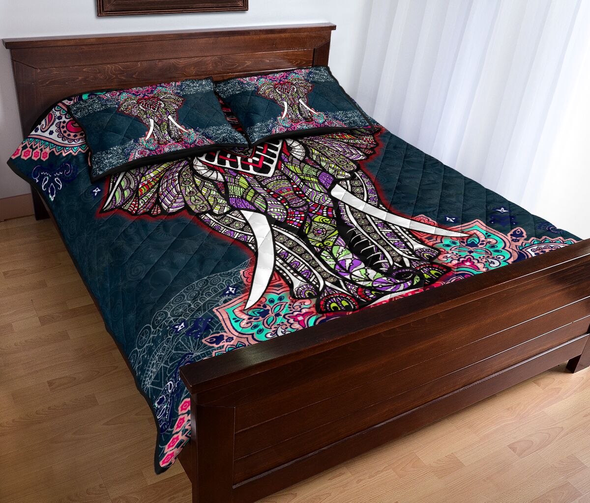 Elephant Mandala Style Quilt Bed Set - Love Quilt Bedding Set