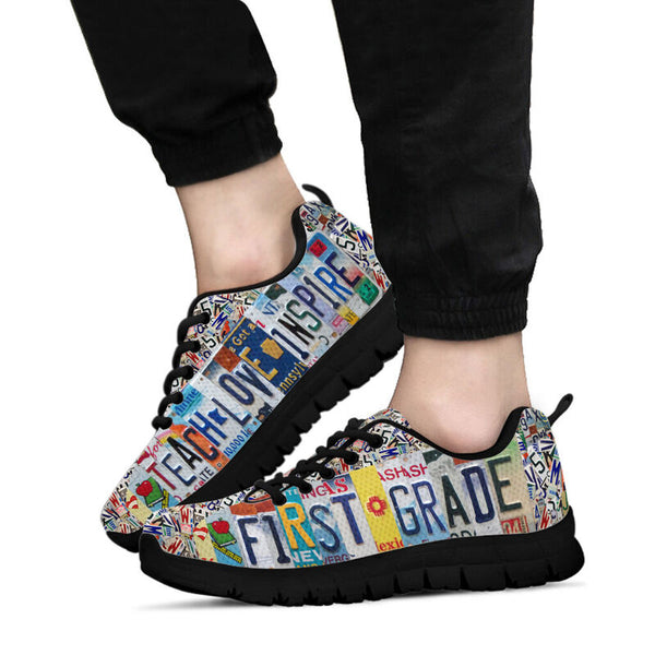 First Grade License Plates Black Sneakers, Running - Love Sneakers