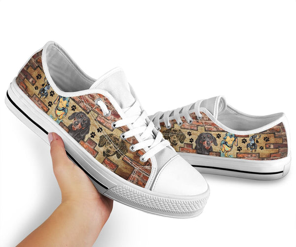 Dachshund Brick Wall - Low Top Shoe - Love Love Top Shoes