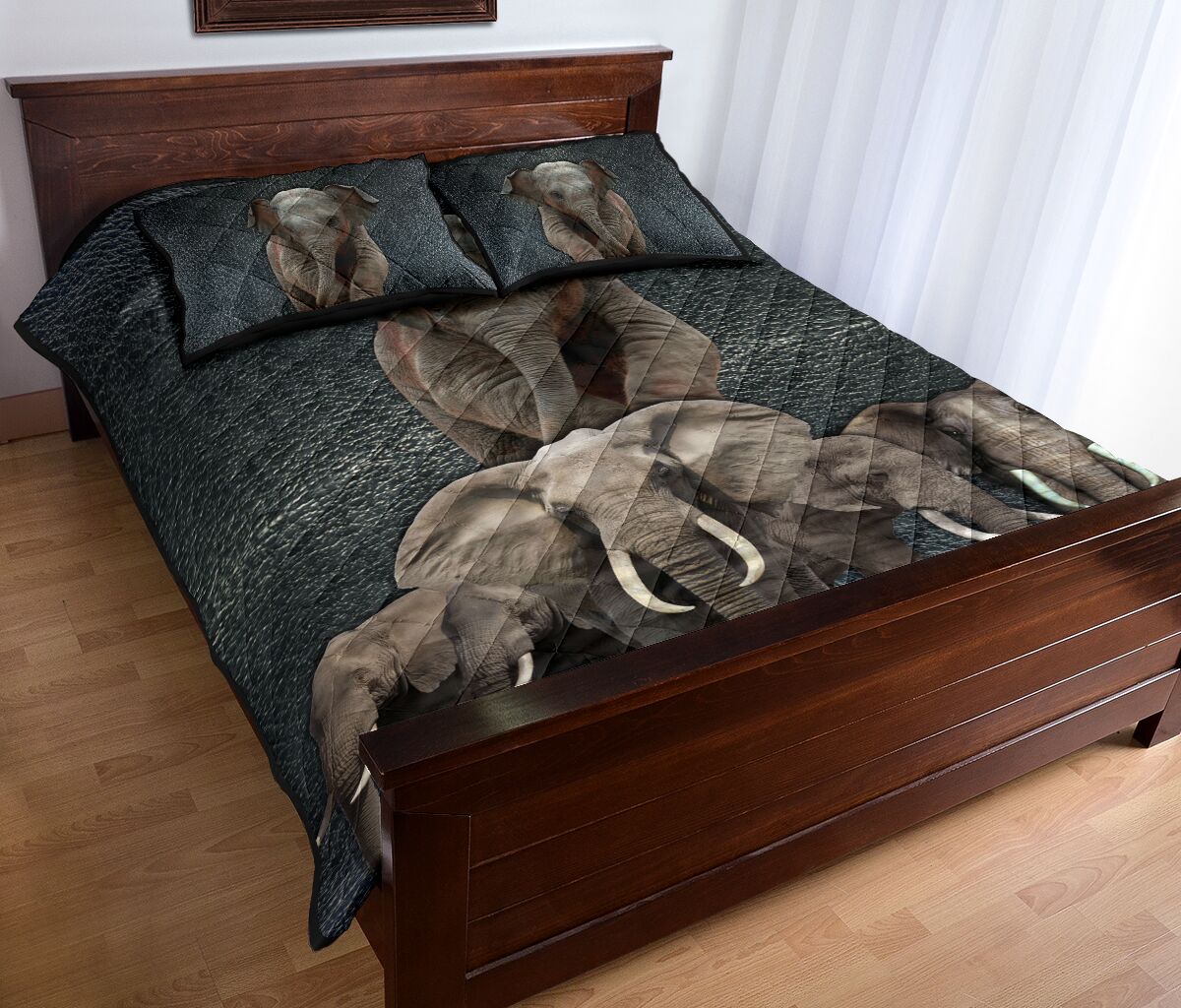Elephant Feather Skin Background Real Style Quilt Bed Set - Love Quilt Bedding Set