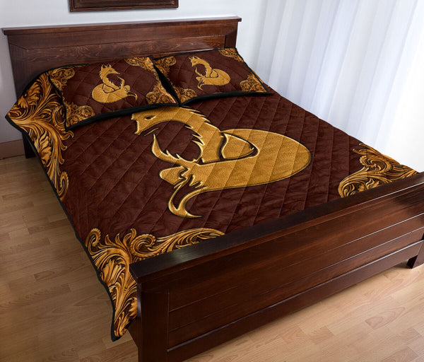 Fox Flying Leather Carving Style Quilt Bed Set - Love Quilt Bedding Set