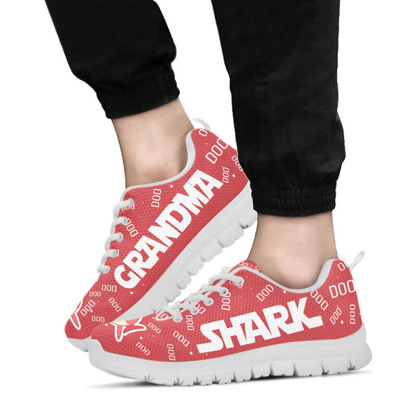 Grandma Shark Pink Sneakers, Running Shoes, Shoes For Women, Shoes For Men, Custom Shoes, L- Love Sneakers