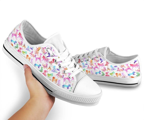 Dog Watercolor Silhouette Low Top - TlShoes