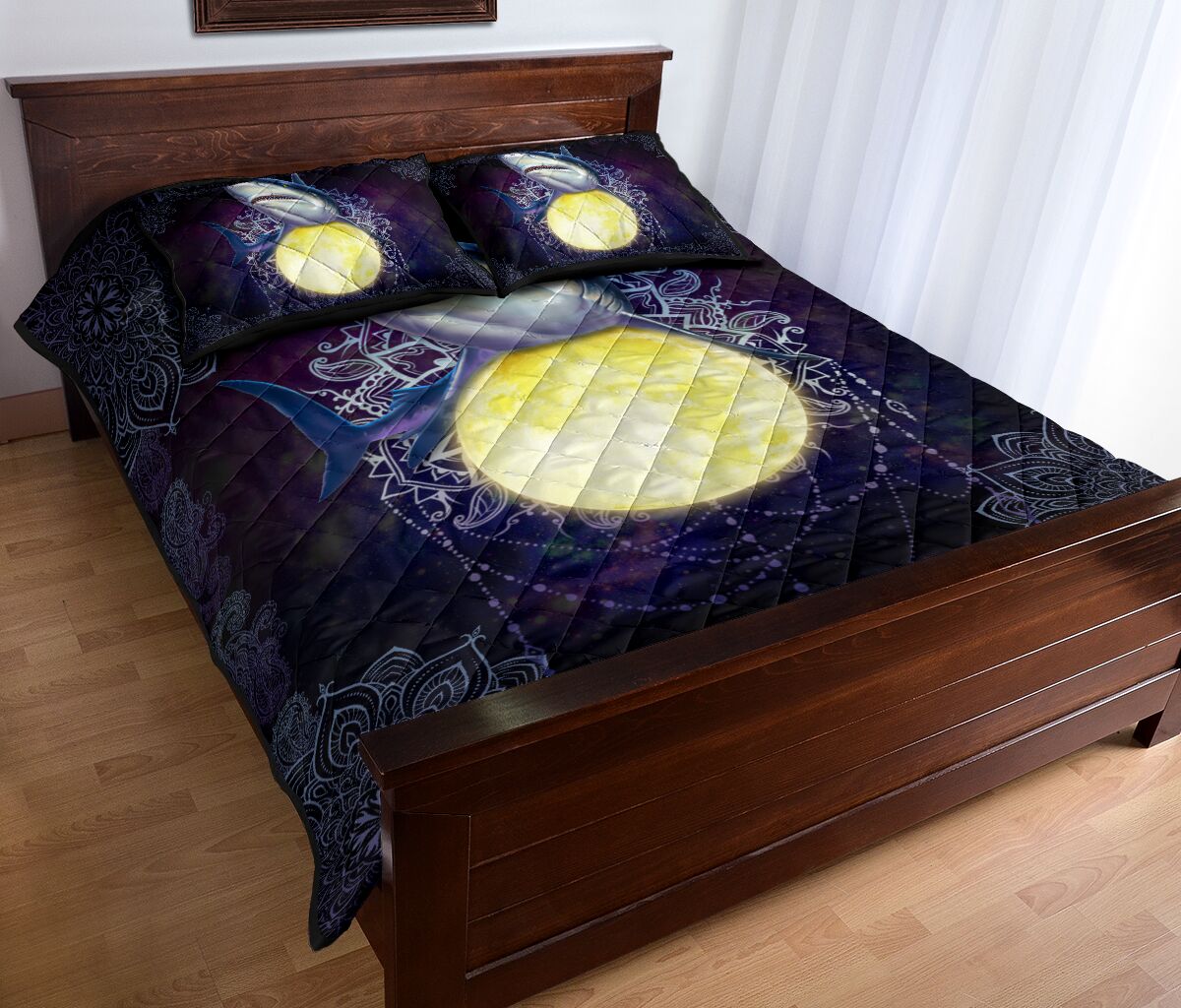 Shark Moon Quilt Bed Set - Love Quilt Bedding Set