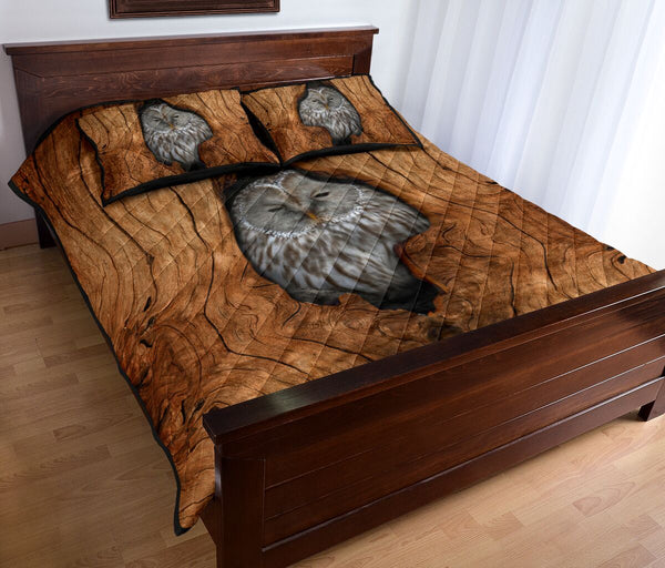 Owl Wood Style Quilt Bed Set - Love Quilt Bedding Set