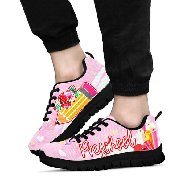 Preschool Pencil Flower Sneakers, Running Shoes, Shoes For Women, Shoes For Men, Custom Shoe- Love Sneakers