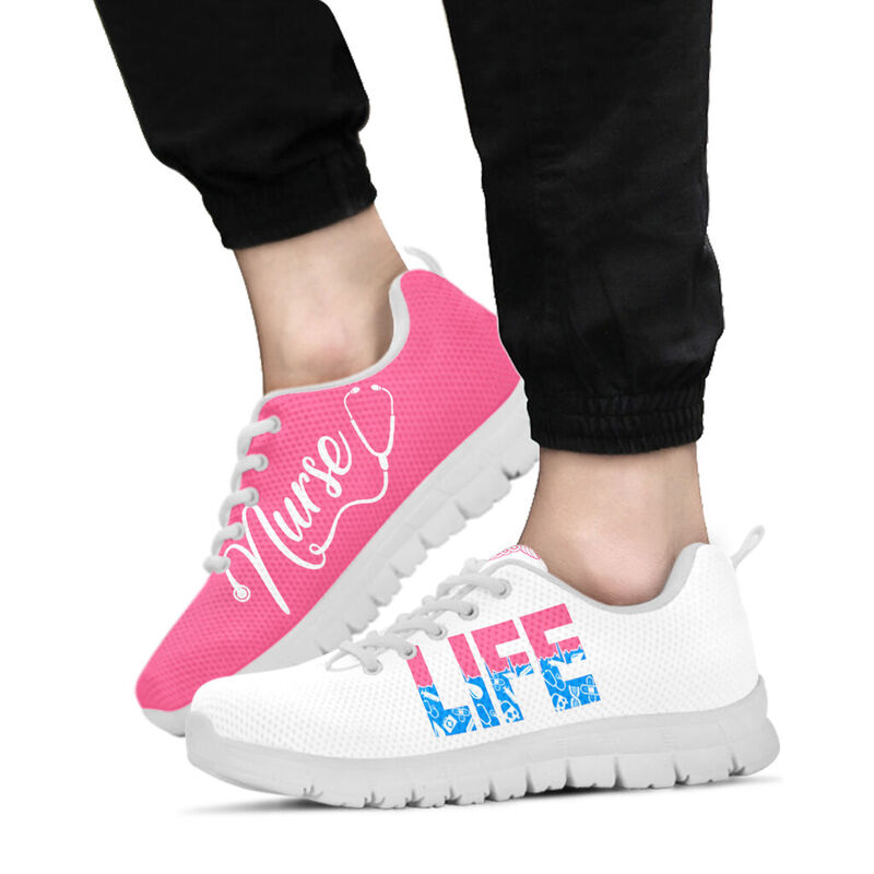 Nurse Life- Pink White Kd Sneakers, Running Shoes, Shoes For Women, Shoes For Men, Custom Sh- Love Sneakers