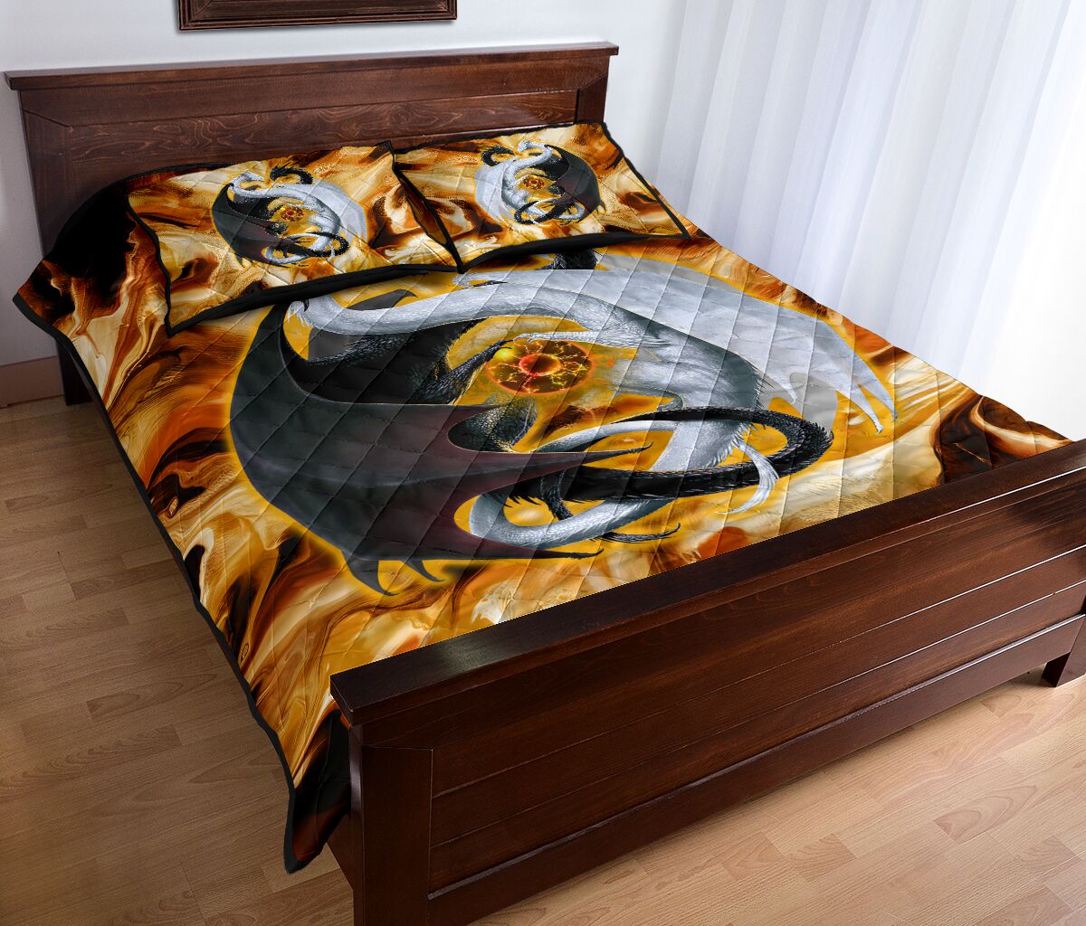 Dragon Art Style Quilt Bed Set - Love Quilt Bedding Set