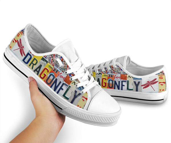 Dragonfly License Plates Low Top Shoes