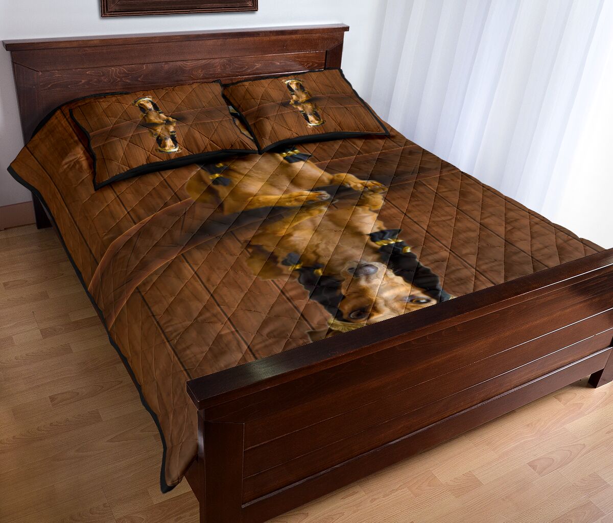 Greyhound Dog Shadow Style Quilt Bed Set - Love Quilt Bedding Set