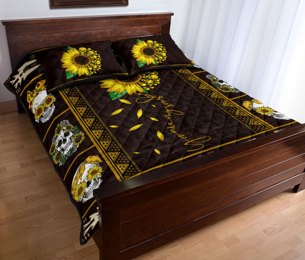 Quilt Bed Set - Sunflower Skull - You Are My Sunshine 3 - Love Quilt Bedding Set