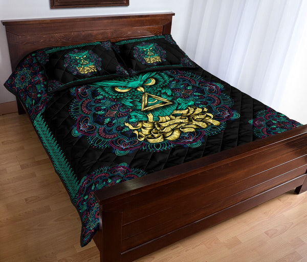 Owl Green Quilt Bed Set - Love Quilt Bedding Set