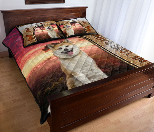Live Love Bark Akita- Bed Set - Love Quilt Bedding Set