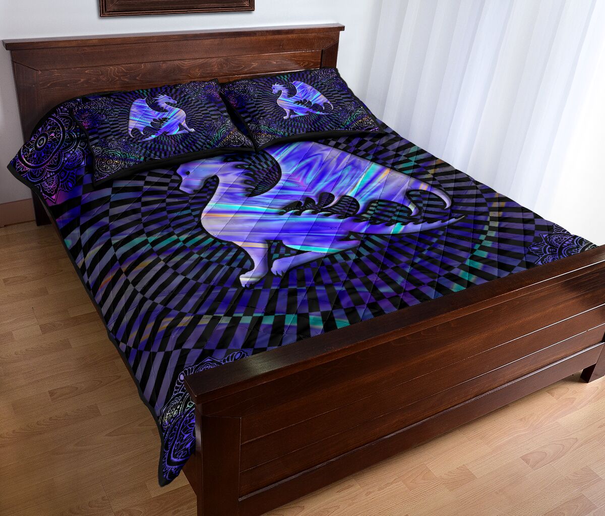 Dragon Hologram Sunlight Style Quilt Bed Set - Love Quilt Bedding Set