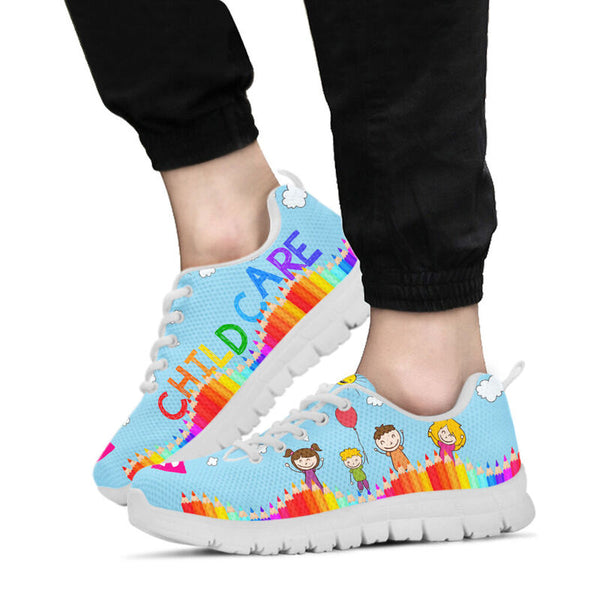 Child Care Abc Blue Sole White Sneakers, Runnin- Love Sneakers