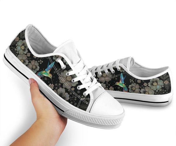 Hummingbird Flower Art Low Top  Shoes