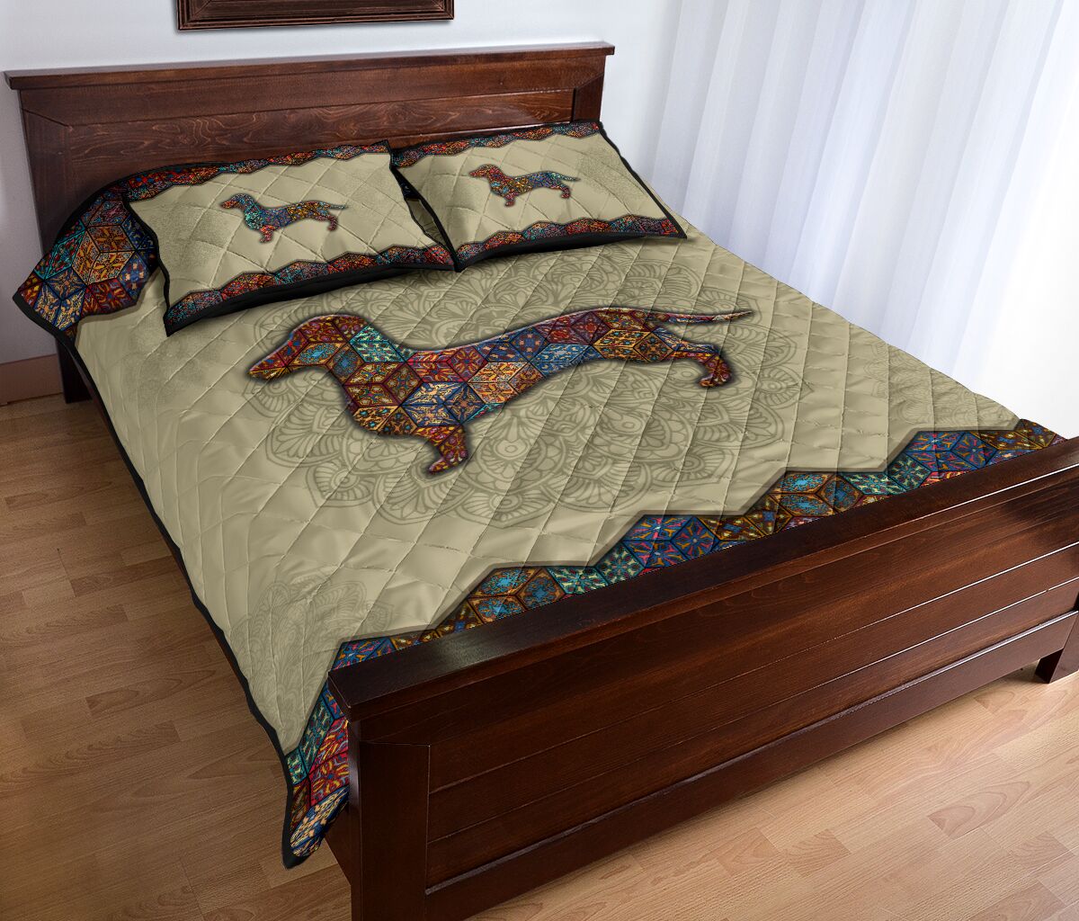 Quilt Bed Set - Mandala - Dachshund 50 - Love Quilt Bedding Set