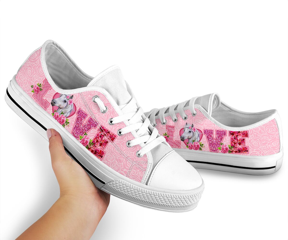 Horse Love Rose Pink Lowtop Shoes