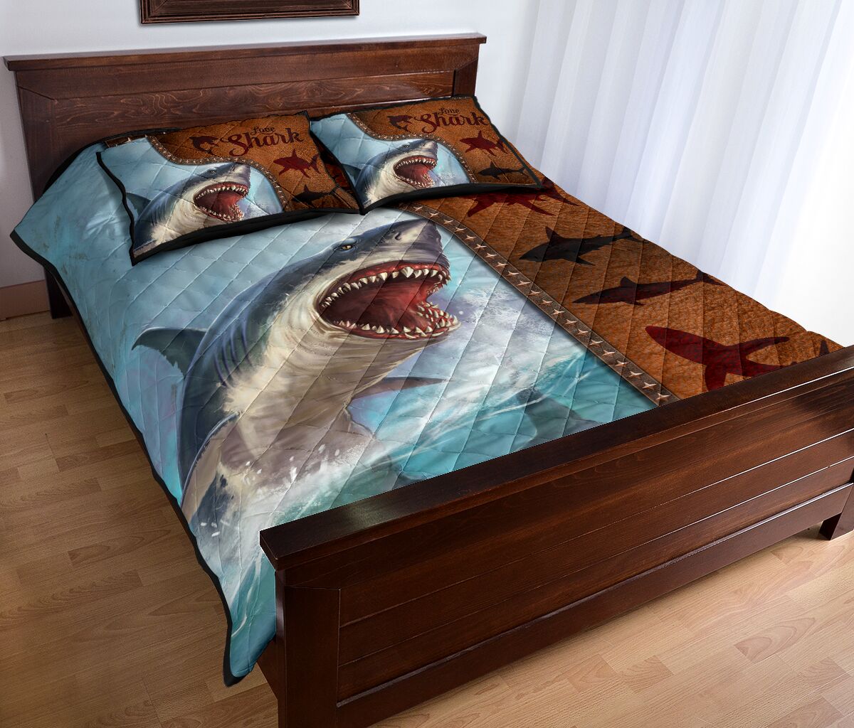 Shark Leather Style Quilt Bed Set 6- Love Quilt Bedding Set