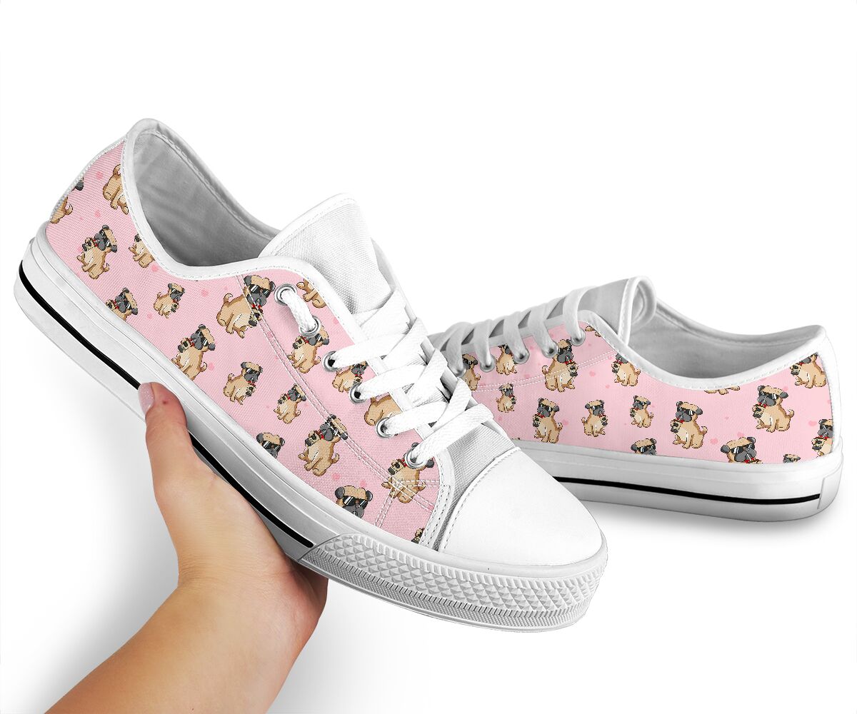 Pug Cute Heart - Low Top Shoe - Love Love Top Shoes