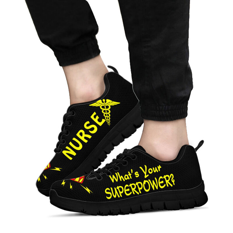 Nurse- What's Your Superpower Sneakers, Running Shoes, Shoes For Women, Shoes For Men, Cust- Love Sneakers