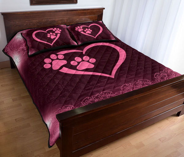 Dog Paw Heart Light - Bed Set - Love Quilt Bedding Set
