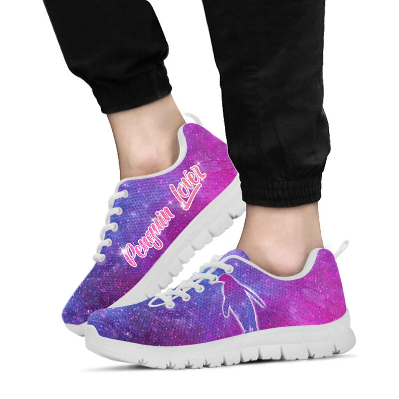 Lg Penguin Lovers In Galaxy World Sneakers, Runni- Love Sneakers