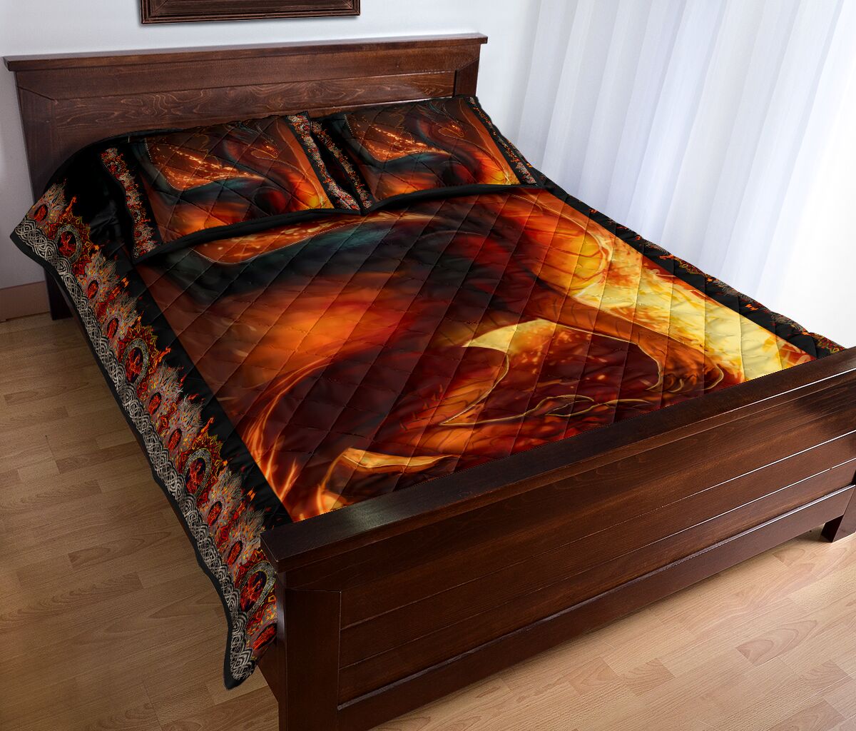 Dragon Fire Quilt Bed Set- Love Quilt Bedding Set