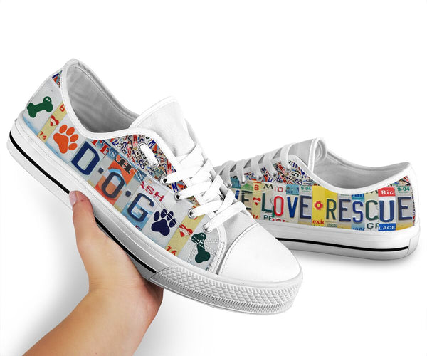 Dog Live Love Rescue License Plates Low Top Shoes