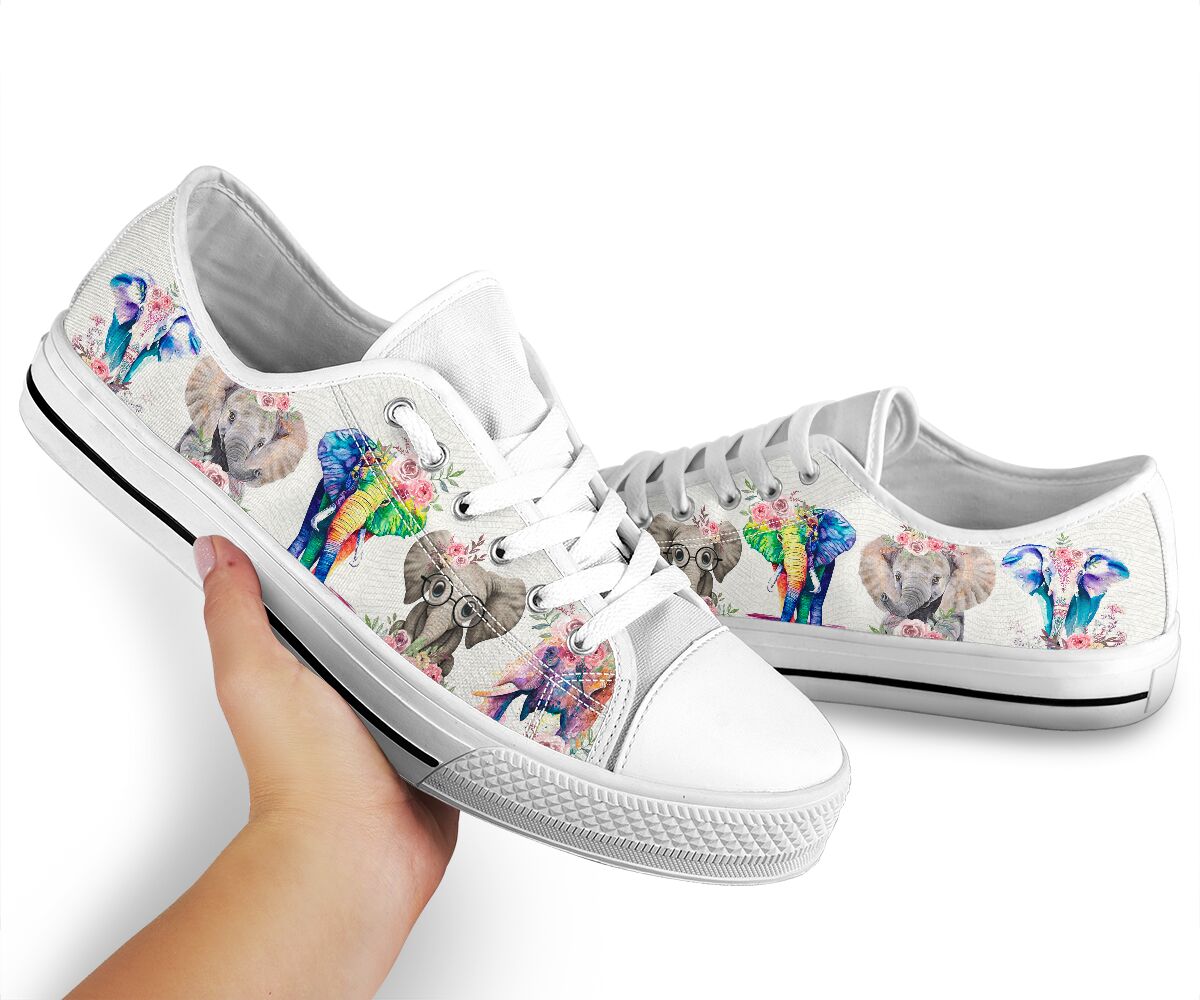 Elephant - Flowers - Low Top Shoe - Love Love Top Shoes