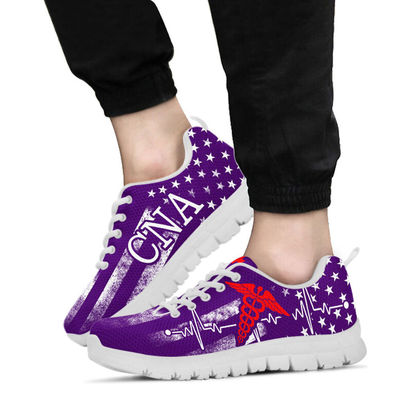 Cna American Flag- Dark Purple Sneakers, Runnin- Love Sneakers