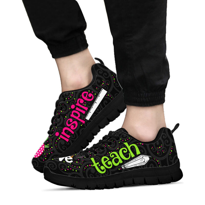 Teach Love Inspire Black Kd Sneakers, Runni- Love Sneakers