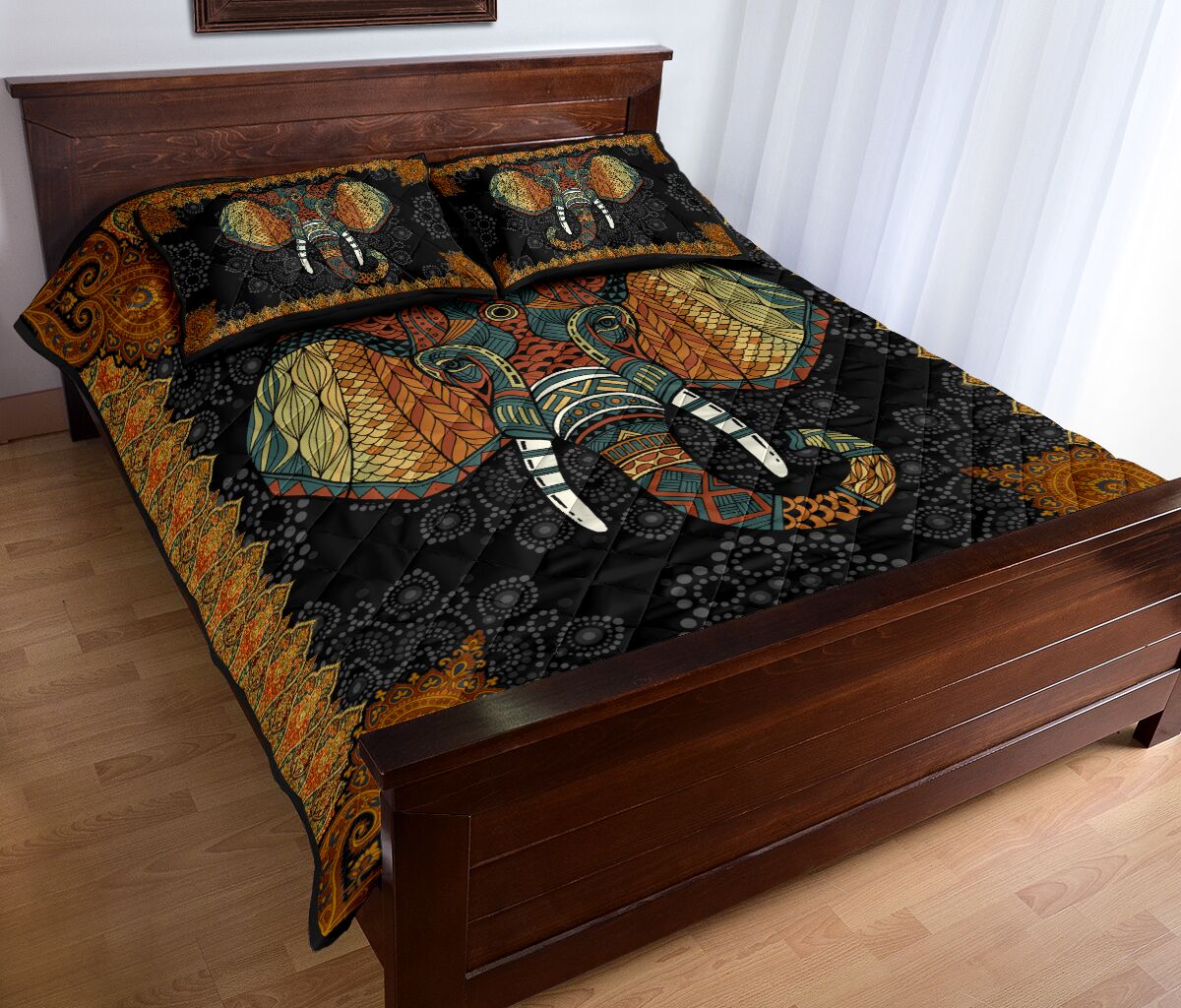 Elephant Motif Style Quilt Bed Set - Love Quilt Bedding Set