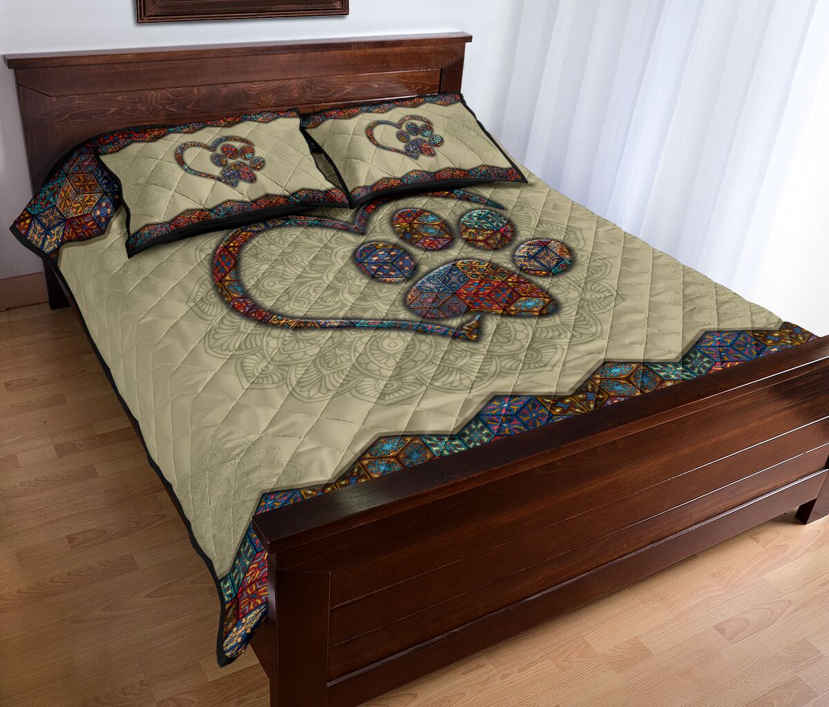 Quilt Bed Set - Mandala - Paw Heart 87 - Love Quilt Bedding Set