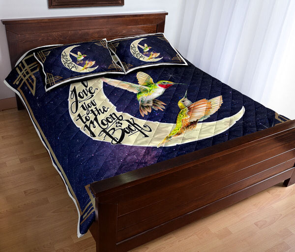 Hummingbird I Love You To The Moon And Back Quilt Bed Set 8- Love Quilt Bedding Set