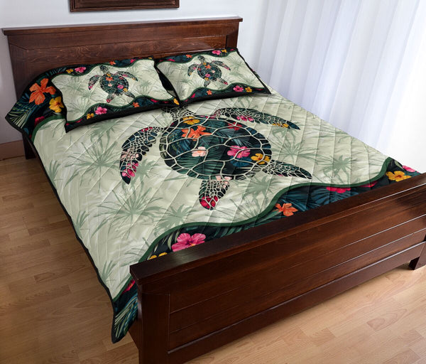 Turtle Tropical Style Quilt Bed Set - Love Quilt Bedding Set