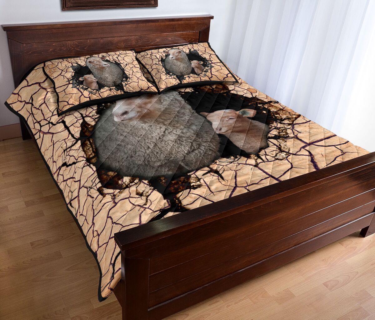 Sheep Earth Crack Style Quilt Bed Set - Love Quilt Bedding Set